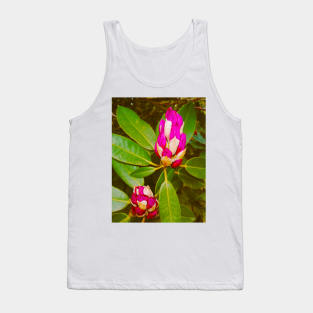 Pink Fuchsia Flowers With Green Leaves Tank Top